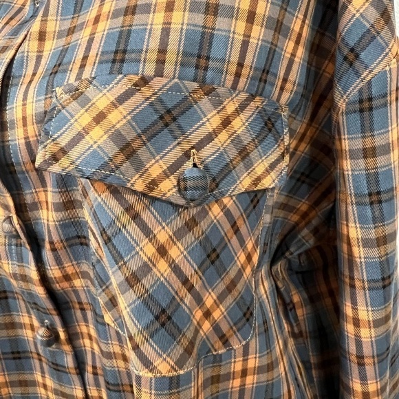 Daisy Street Oversized Orange & Blue Plaid Shirt with Chest Pockets NWT size L - Picture 7 of 11